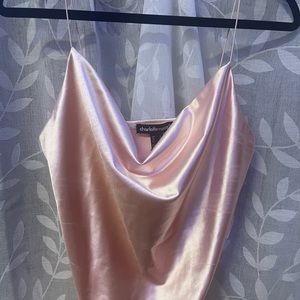 pink satin bodysuit